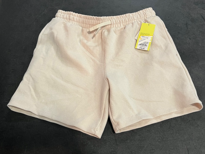 Photo 1 of (L) Boys' Mesh Spacer Shorts - All in Motion™ Cream L: Lightweight Bottoms, Elastic Drawstring Waist
