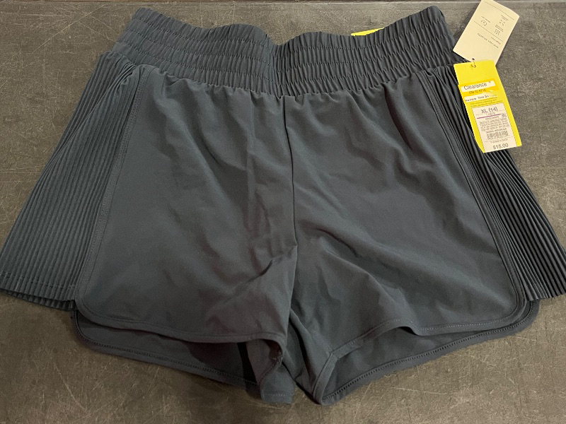 Photo 1 of (XL) Girls' Active Light Side Pleated Woven Shorts - All in Motion™ Navy Blue XL: Moisture Wicking, Quick Dry, 4-Way Stretch
