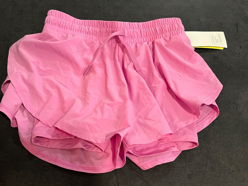Photo 1 of (M) Girls' Flowy Shorts - All in Motion™ Berry Pink M: Lightweight Bottoms, Adjustable Waistband