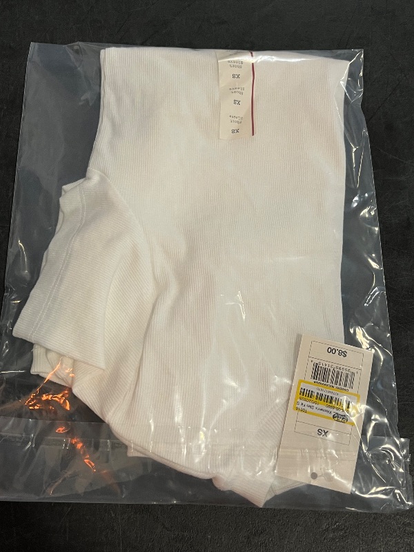 Photo 1 of (XS) Women's Slim Fit Short Sleeve Ribbed T-Shirt - a New Day™ White XS: Cotton Modal Blend, Crew Neck, Pullover

