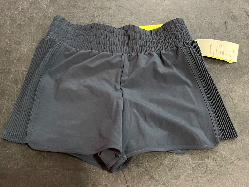 Photo 1 of (L) Girls' Active Light Side Pleated Woven Shorts - All in Motion™ Navy Blue L: Moisture Wicking, Quick Dry, 4-Way Stretch