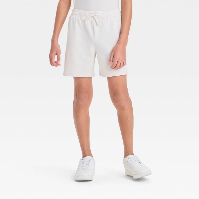 Photo 1 of (XL) Boys' Mesh Spacer Shorts - All in Motion™ Cream XL: Recycled Polyester Blend, Elastic Drawstring Waist, Above Knee Length