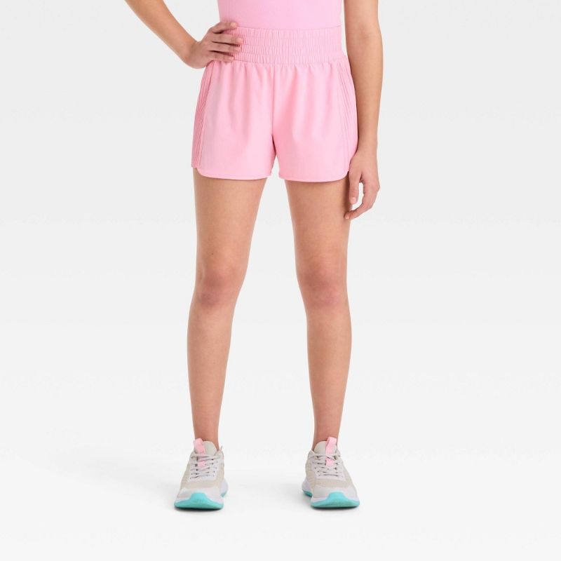 Photo 1 of (M) Girls' Active Light Side Pleated Woven Shorts - All in Motion™ Pink M