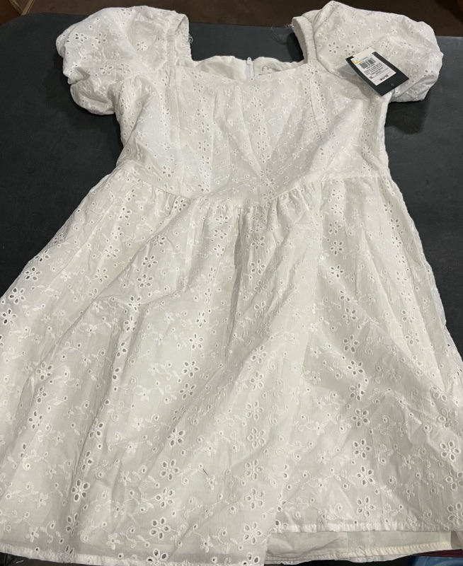 Photo 1 of (XL) Girls' Puff Sleeve Fit & Flare a-Line Dress - Art Class™ Off-White XL: Sweetheart Neckline, Lightweight Woven Cotton, Pullover Style
