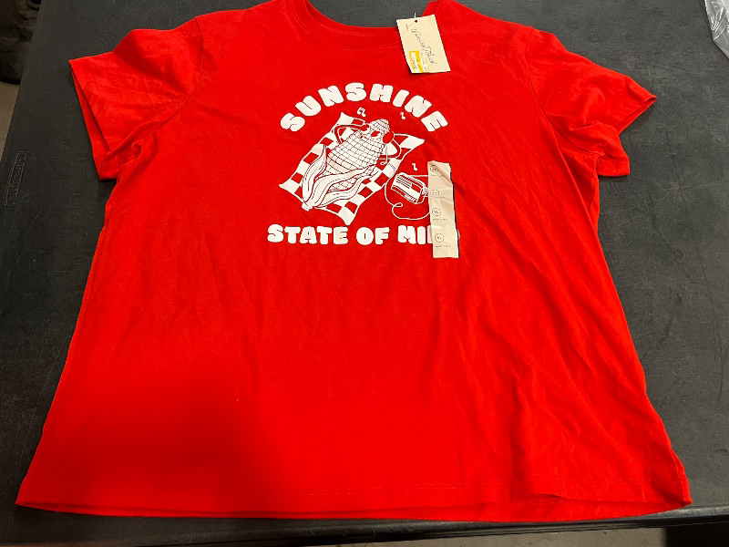 Photo 1 of (XL) Women's Short Sleeve Graphic T-Shirt - Universal Thread™ Red Letters XL
