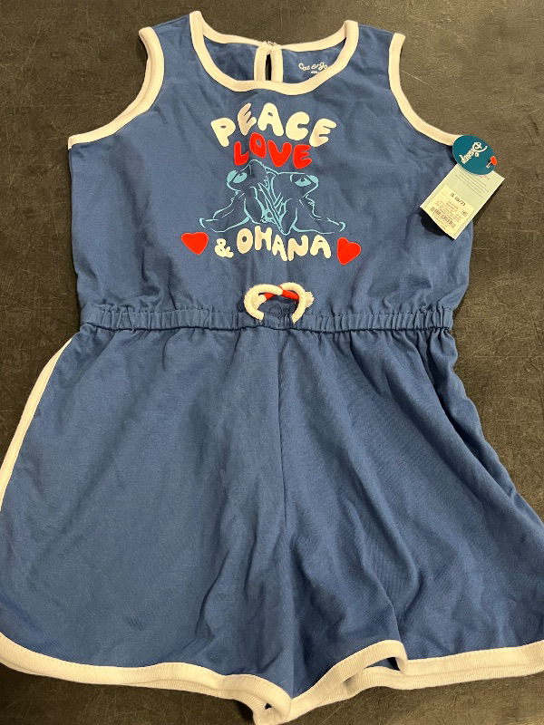 View 2 of (S) Girls' Stitch 'Peace Love Ohana' Romper - the Disney Collection by Cat & Jack™ White/Navy Blue S