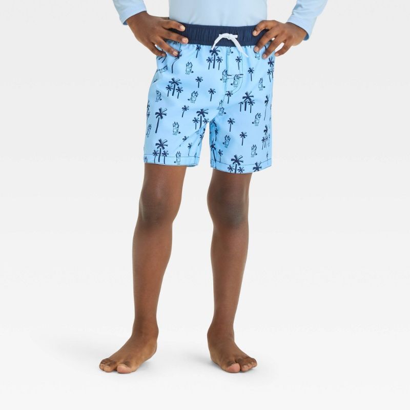 Photo 1 of 5T Toddler Boys' Bluey Swim Shorts - Blue 5T: Polyester Microfiber, Tagless, Mid Rise, Front Drawstring, UPF 50+ Protection