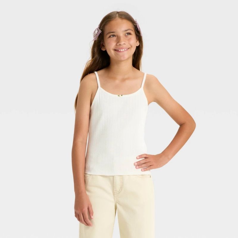 Photo 1 of (M) Girls' Pointelle Cami - Art Class™ White M