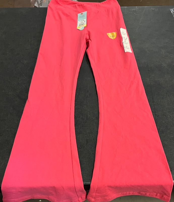 Photo 1 of (L) Girls' Flare Leggings - Cat & Jack™ Dark Pink L: High Rise, Midweight Cotton-Spandex