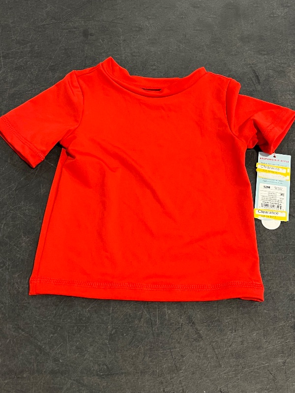 Photo 1 of 12M Toddler Boys' Short Sleeve Rash Guard Top - Cat & Jack™ Red 12M
