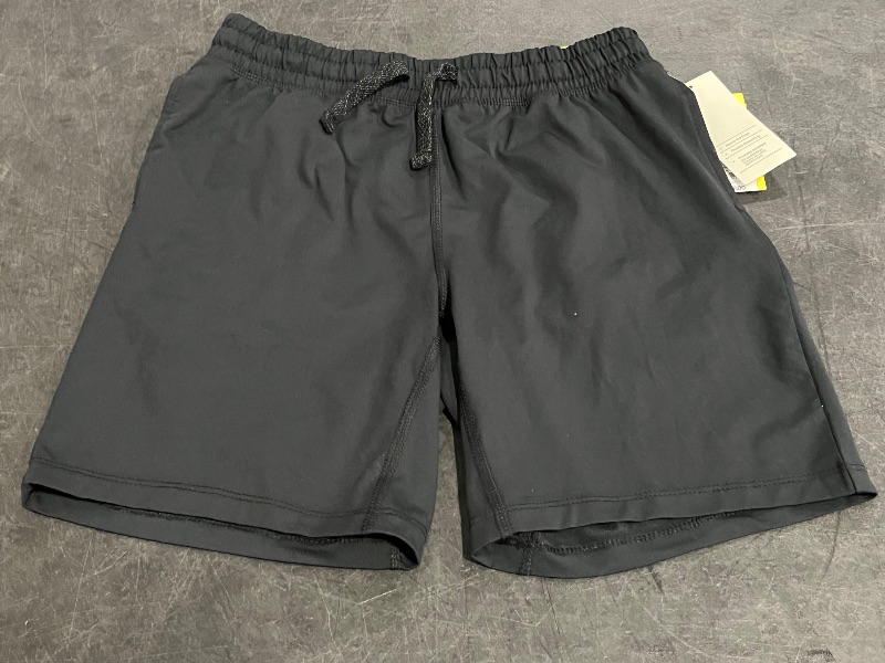 Photo 1 of (L) Boys' Soft Stretch Shorts - All in Motion™ Black L: Recycled Polyester, Spandex, UPF 50+, Drawstring Waist, Zipper Pocket
