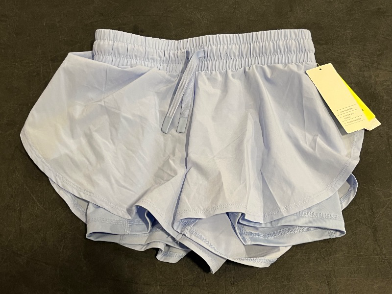 Photo 1 of (M) Girls' Flowy Shorts - All in Motion™ Periwinkle Blue M: Lightweight, Adjustable Waistband, Poplin
