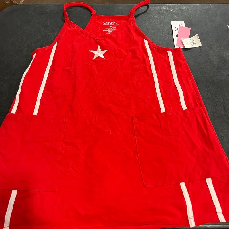 Photo 1 of (M) Women's Star Side Striped Graphic Dress - Red M
