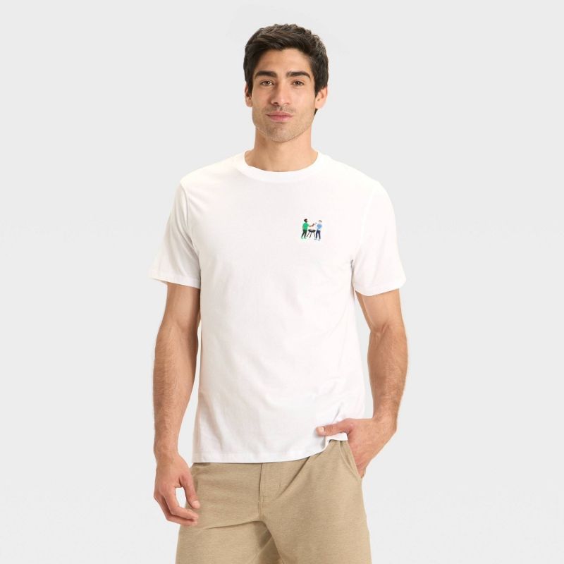 Photo 1 of (M) Men's Embroidered T-Shirt - Goodfellow & Co™ Chalk White M
