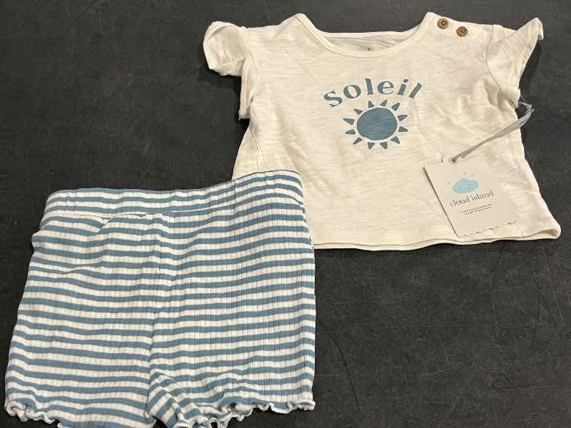 Photo 1 of 6-9M Baby Girls' Soliel Modal T-Shirt & Bike Shorts Set - Cloud Island™ Off-White 6-9M
