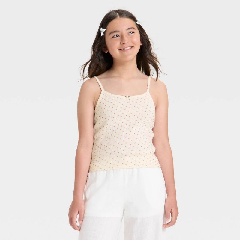 Photo 1 of (M) Girls' Pointelle Cami - Art Class™ Off-White M
