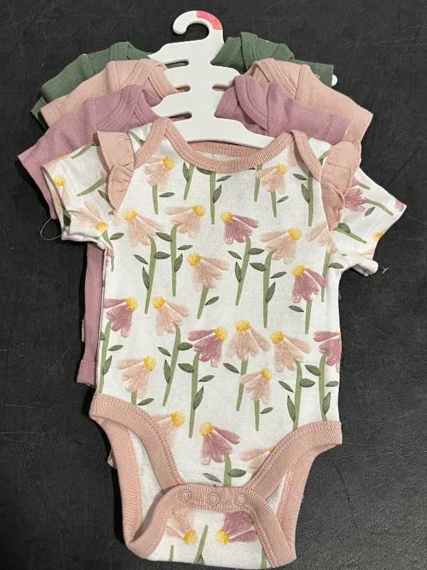View 3 of (NB) 4Pk Cloud Island Baby Girls Floral Short Sleeve Bodysuit Set