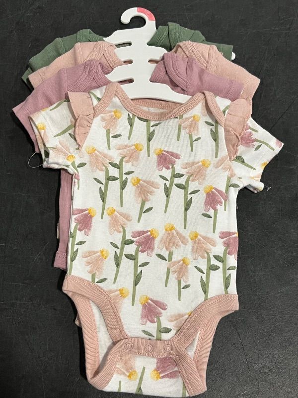 Photo 1 of (NB) 4Pk Cloud Island Baby Girls Floral Short Sleeve Bodysuit Set