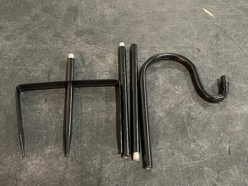 Photo 1 of EXCMARK Shepherd Hook Adjustable Height 32/24/16’’ 1/2 inch Thick Use at Weddings, Hanging Solar Lights, Lanterns, Bird Feeders, Metal Hanger Hook (Black,32inch). U.S. Patent.
