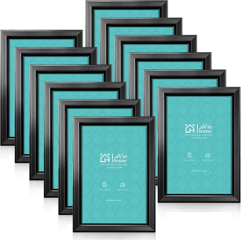 View 1 of LaVie Home 4x6 Picture Frames (12 Pack, Black) Simple Designed Photo Frame with High Definition Glass for Wall Mount & Table Top Display, Set of 12 Classic Collection
