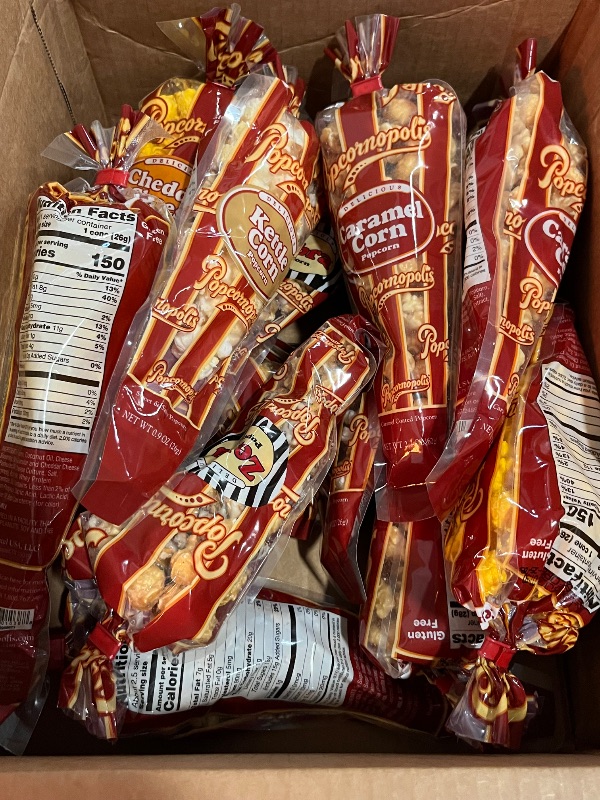 Photo 1 of Expire 01-23-26** Popcornopolis Gourmet Popcorn Cone (12 PK) Assorted Flavors – Zebra, Cheddar Cheese, Caramel & Kettle Corn Popcorn, Great for Gifting & Sharing
