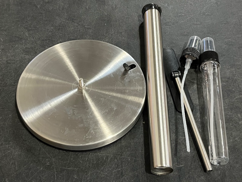 Photo 1 of 2-in-1 Standing Paper Towel Holder with Spray Bottle, Paper Towel Stand with Suction Base & Weighted Arm for Kitchen, Countertop, Stainless Steel Brushed Nickel Finish
