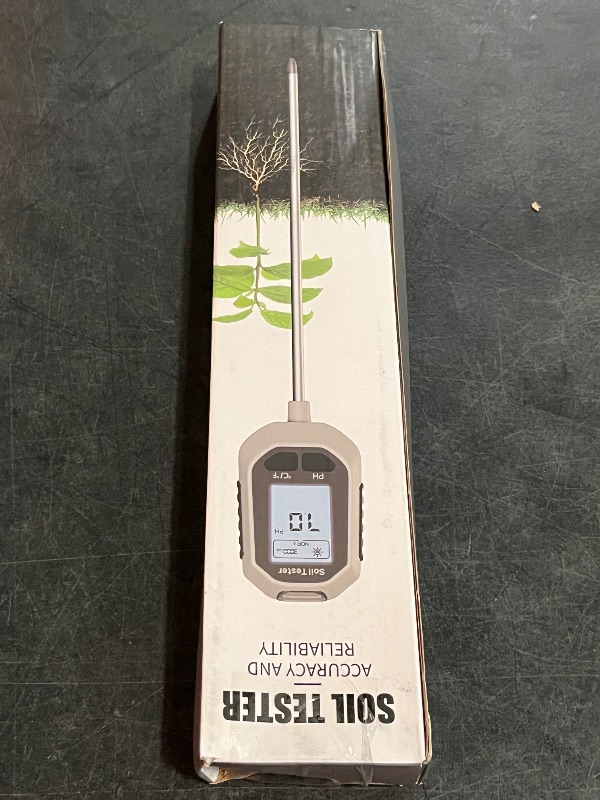 Photo 1 of 4-in-1 Soil Moisture Meter, Digital Plant Temperature/Soil Moisture Test & PH Meter/Sunlight Intensity, Backlight LCD Display for Gardening, Farming and Outdoor Plants
