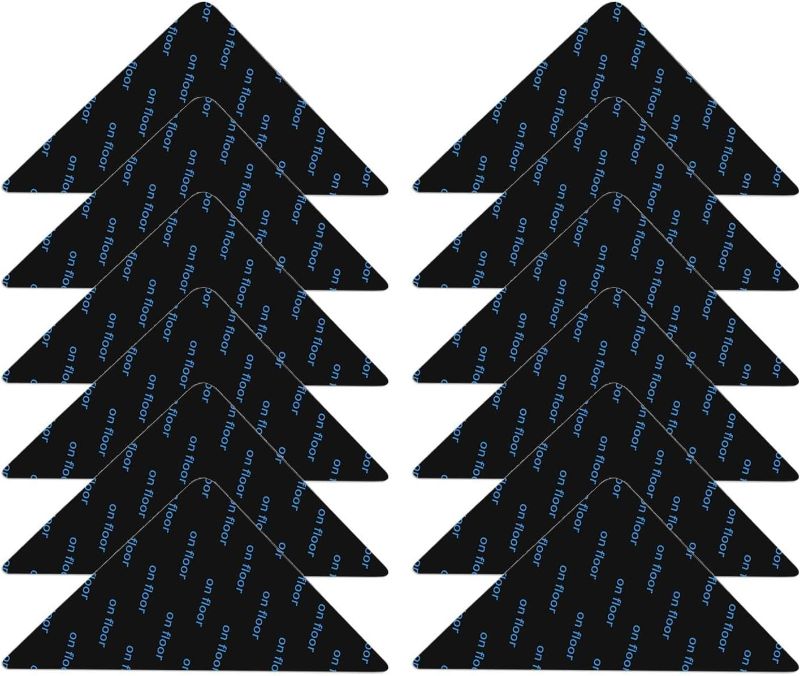 Photo 1 of Rug Stickers for Wood Floor - Double-Sided Grippers 12PCS Triangle Carpet Stickers | Washable Non-Slip Carpets Corner Tape, Strong Rugs Fixing Pads for Hardwood Floor Area Rugs, Reusable Carpet Grip