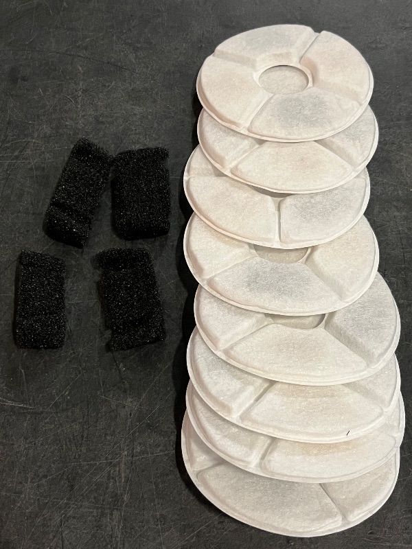 View 2 of Cat/Pet Water Fountain Filters, 12 Pieces Set Pack of 8 Replacement Filter Fit for 81oz/2.4L, 3 Filtration System with 4 Pre-Filter Sponges
