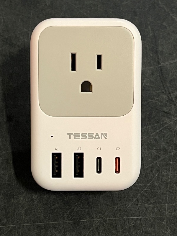 Photo 1 of European Travel Plug Adapter, TESSAN International Power Adaptor with 4 Outlets 4 USB Ports (2 USB-C, 1 with PD 20W), Type C Adapter for US to EU Europe Spain Iceland France Italy Germany Portugal
