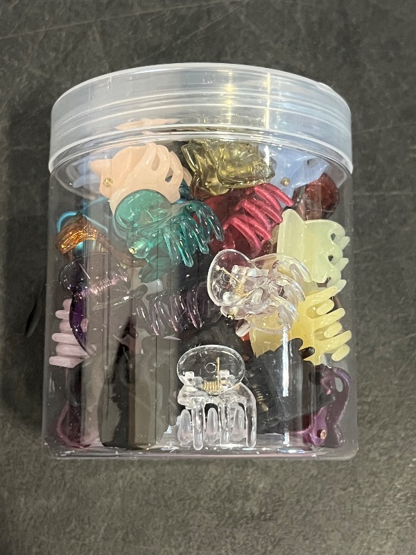 Photo 1 of 48pcs Mini Hair Claw Clips for Women Girls, Small Tiny Hair Clips Claws Little Plastic Jaw Clamps Clips with Transparent Box (Multi-Colored)
