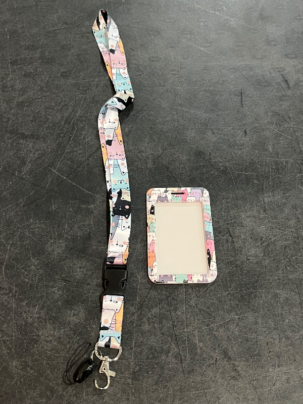 Photo 1 of ID Badge Holder with Retractable and Detachable Lanyard, Cute Badge Reel Breakaway Lanyard with Carabiner Clip for Teachers, Nurses, Perfect Work and Office(Colorful Cats)