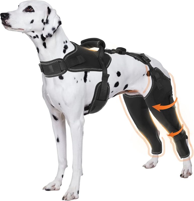 Photo 1 of Dog Leg Braces for Back Leg - Keeps Joints Warm and Stable, Dogs Rear Leg Wrap Harness Set, Upgraded Adjustable Leg and Hip for Hind Leg Wound Care and Lick Prevention, M
