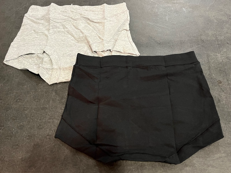 Photo 1 of (M) Migbean Womens Seamless Boy Shorts Underwear Soft Stretch Boxer Shorts Briefs No Show Panties 2 Packs Black Grey
