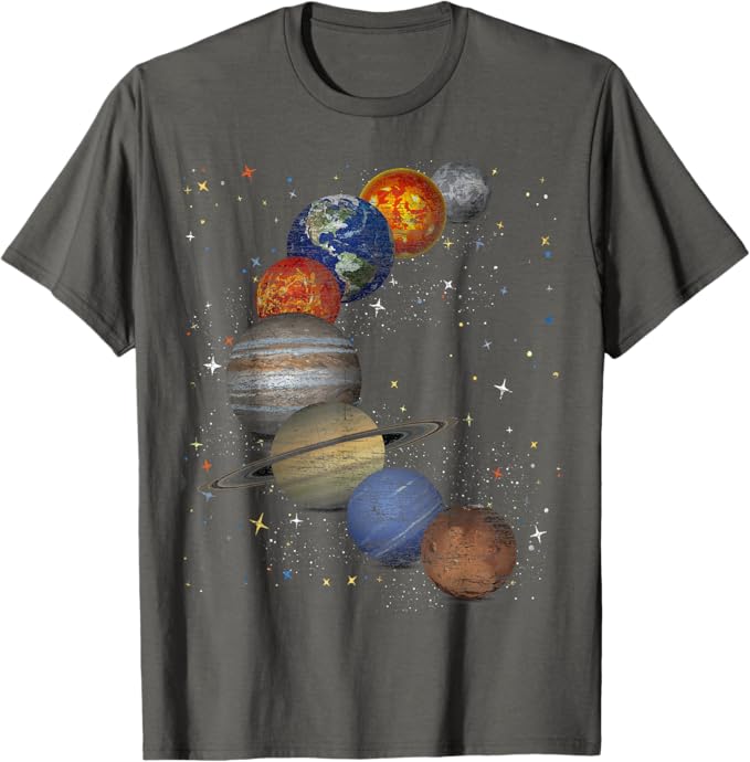 Photo 1 of (L) Galaxy Planets Sun Universe Outer Space Science T-Shirt
