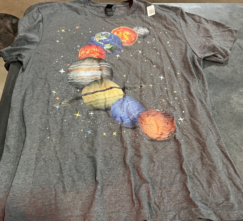Photo 1 of (L) Galaxy Planets Sun Universe Outer Space Science T-Shirt
