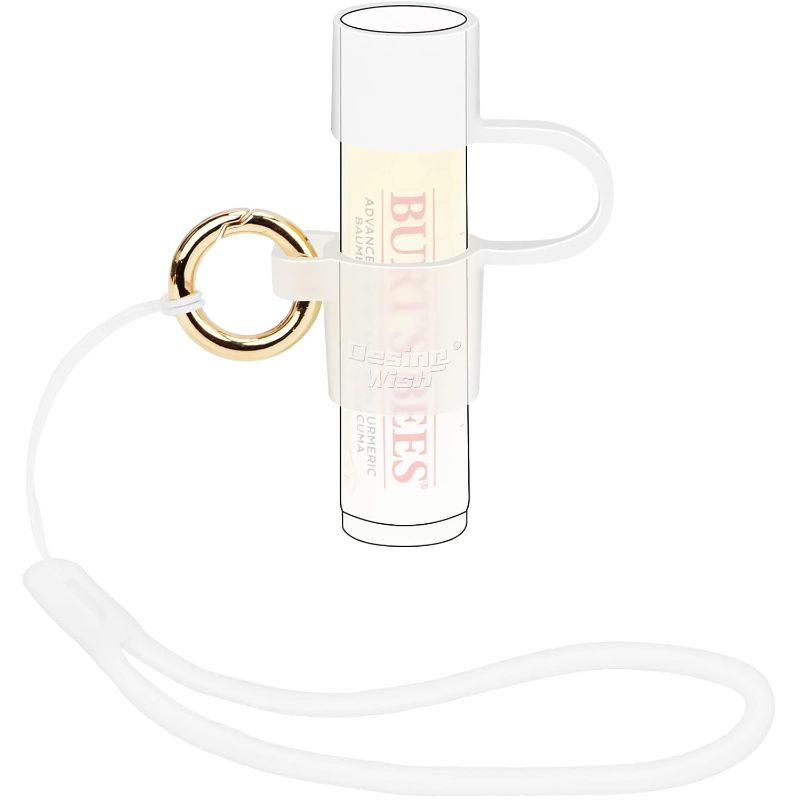 Photo 1 of Desing Wish Silicone Chapstick Holder with Cap Cover, 0.6'' Diameter Portable Lip Balm Holder Key Chain Sleeve Chapstick Keychain Holder with Wrist Strap Lanyard - Transparent
