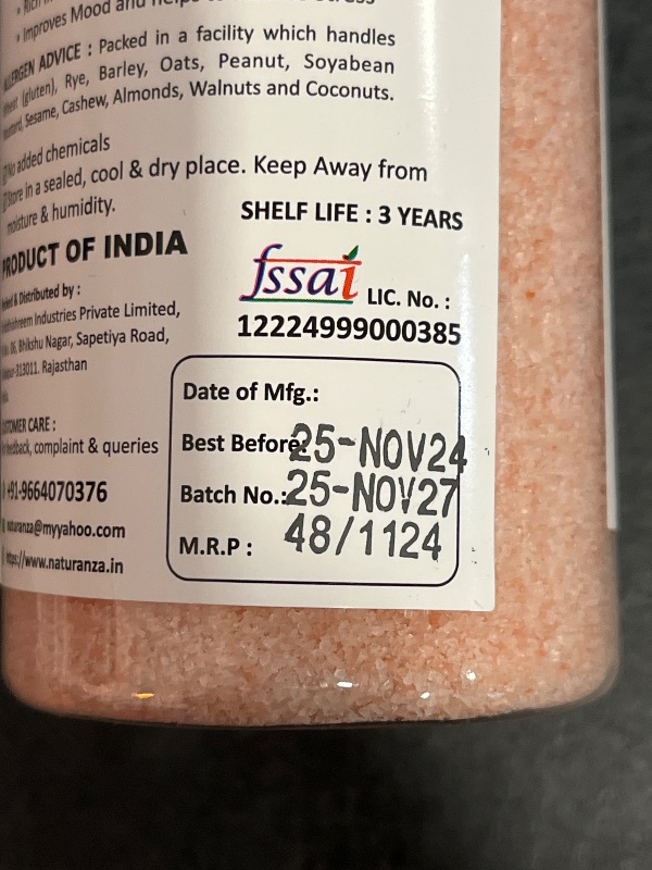 View 2 of Exp 11/24/25 Naturanza Himalayan Pink RockSalt Crystal Grain