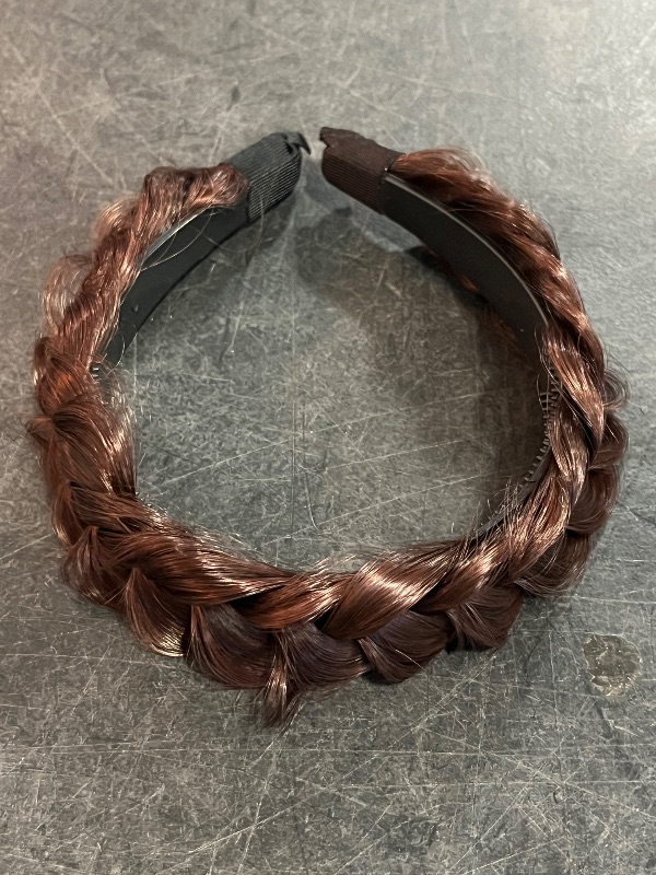 Photo 1 of Wig Braided Headbands, Synthetic Hair Headbands with Braid, Wig Braided Hairhoop, Braided Headband with Teeth for Women, 1.18" Wide, Light Brown
