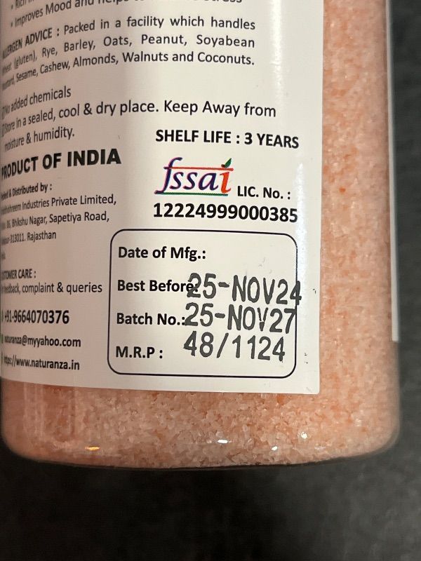 View 2 of Exp 11/24/25 Naturanza Himalayan Pink RockSalt Crystal Grain