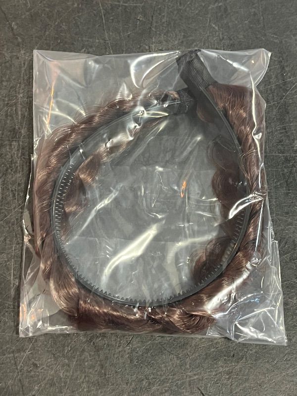 Photo 1 of Wig Braided Headbands, Synthetic Hair Headbands with Braid, Wig Braided Hairhoop, Braided Headband with Teeth for Women, 1.18" Wide, Light Brown