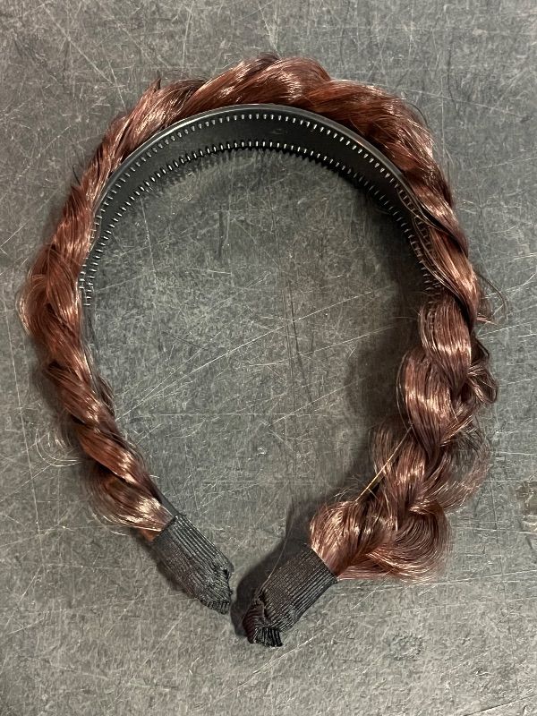 Photo 1 of Wig Braided Headbands, Synthetic Hair Headbands with Braid, Wig Braided Hairhoop, Braided Headband with Teeth for Women, 1.18" Wide, Light Brown