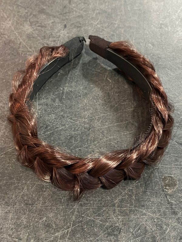 Photo 1 of Wig Braided Headbands, Synthetic Hair Headbands with Braid, Wig Braided Hairhoop, Braided Headband with Teeth for Women, 1.18" Wide, Light Brown