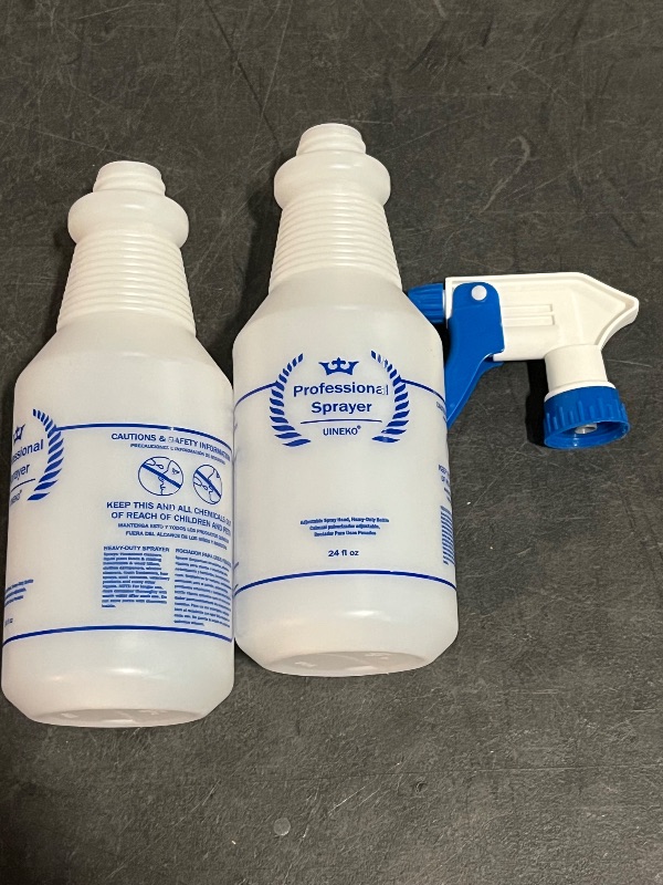 Photo 1 of Plastic Spray Bottle, Empty Spray Bottles (2 Pack 24 Oz), All-Purpose Sprayer for Cleaning Solutions, Hair Spray, Bleach, Planting, BBQ, Mist & Stream Water Spraying Bottle with Adjustable Nozzle
