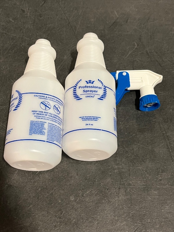 Photo 1 of Plastic Spray Bottle, Empty Spray Bottles (2 Pack 24 Oz), All-Purpose Sprayer for Cleaning Solutions, Hair Spray, Bleach, Planting, BBQ, Mist & Stream Water Spraying Bottle with Adjustable Nozzle