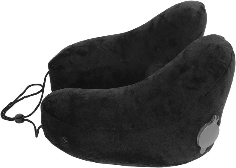 Photo 1 of Neck Pillow Multi Position Inflatable Travel Pillow Portable Airplane Neck Cushion Travel Pillow with Adjustable Inflation for Travel (Black)
