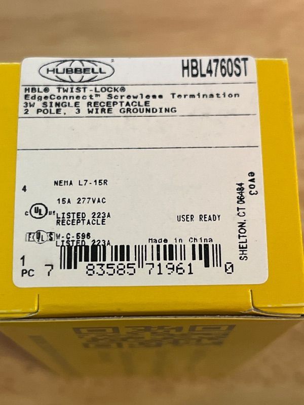 Photo 1 of Hubbell Wiring Device-Kellems EdgeConnect™ Twist-Lock® Series, Locking Devices,HBL4760ST Receptacle
