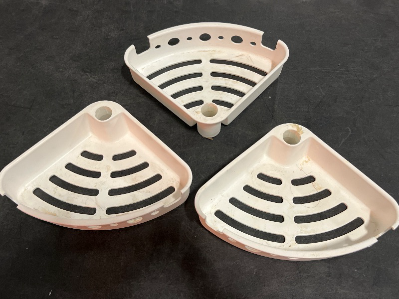 Photo 1 of ELYKEN 3 Tier Shower Caddy Organizer Shelf Corner, 14.4 x 11.2 x 22.4 Inches, Rustproof, Plastic Shower Rack Stands for Inside Bathroom, Bathtub, White