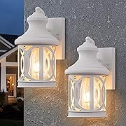 Photo 1 of Outdoor Wall Sconce, White Modern Outdoor Wall Lights, Waterproof Exterior Light Fixture Porch Sconces, Outdoor Light Fixture with Clear Glass Shade for Garage Patio Front Door Balcony