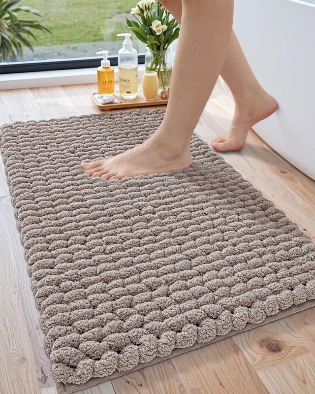 Photo 1 of LUMI Luxury Bathroom Rug, Ultra Soft Quick Dry Bath Mat, Non-Slip Absorbent Thick Chenille Bath Rug, Cozy Braid Design Floor Mat for Bathtub, Sink, Laundry, Bedroom, Beige
